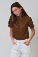 Central Park West Quinn Short Sleeve Vegan Cropped Jacket