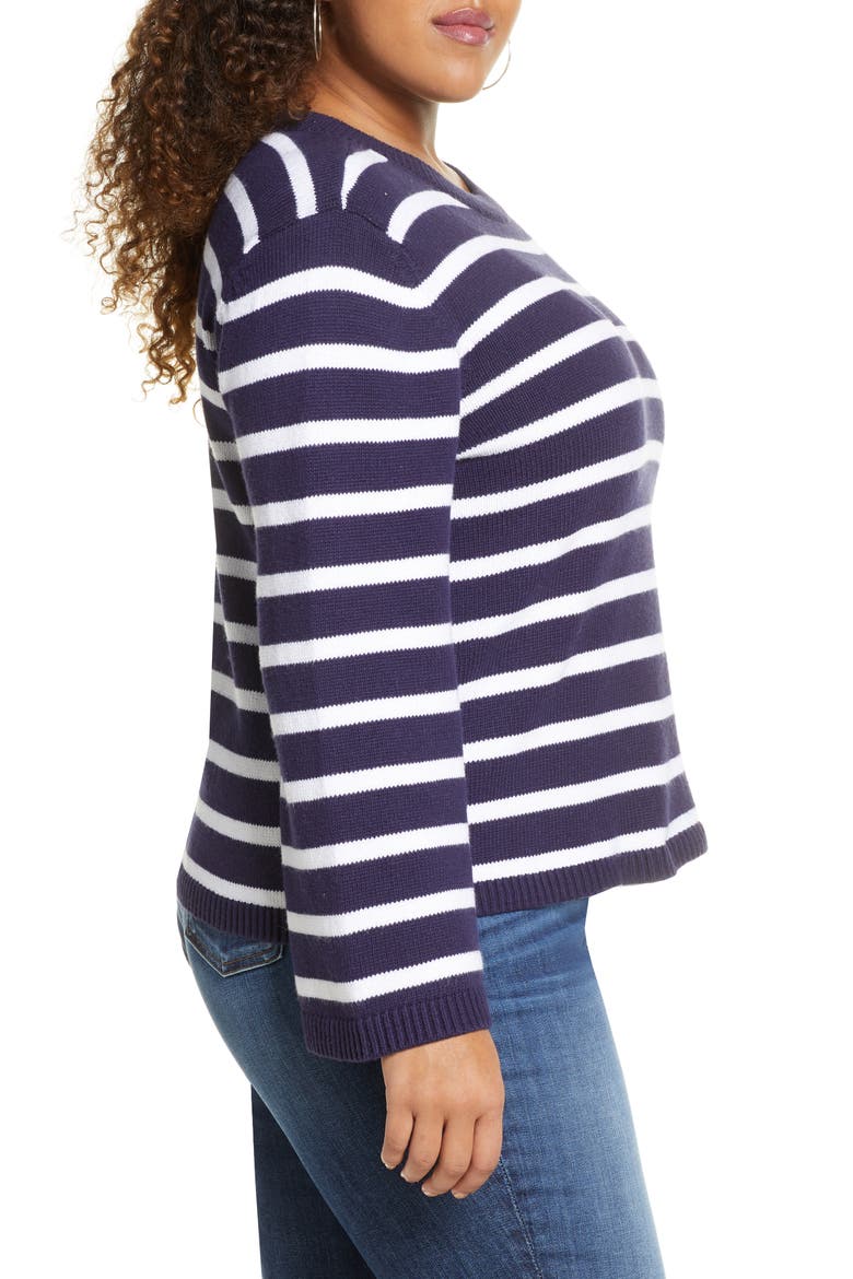 x Atlantic-Pacific Stripe Oversize Sweater, Alternate, color, NAVY- WHITE STRIPE