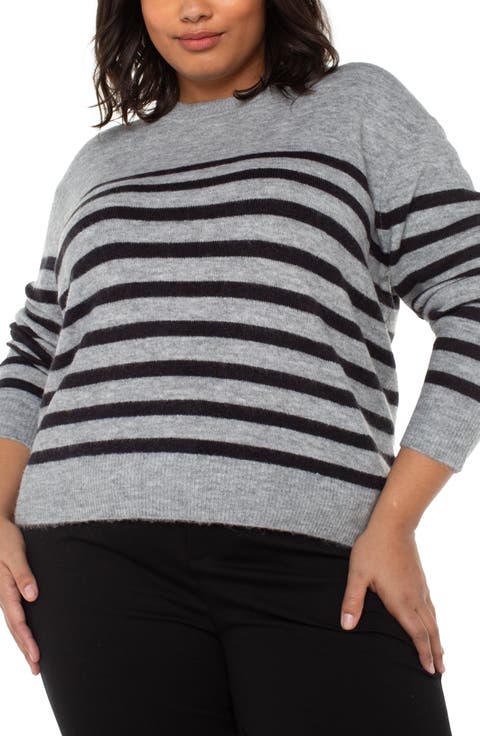 Stripe Crewneck Sweater (Plus)