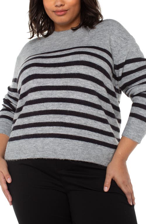 Liverpool Los Angeles Stripe Crewneck Sweater In Gray