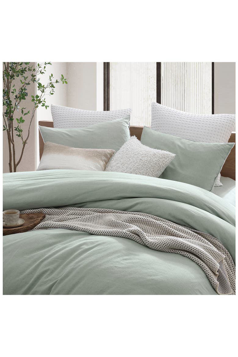 Washed Linen & Cotton Duvet Cover & Sham Set, Alternate, color, SAGE