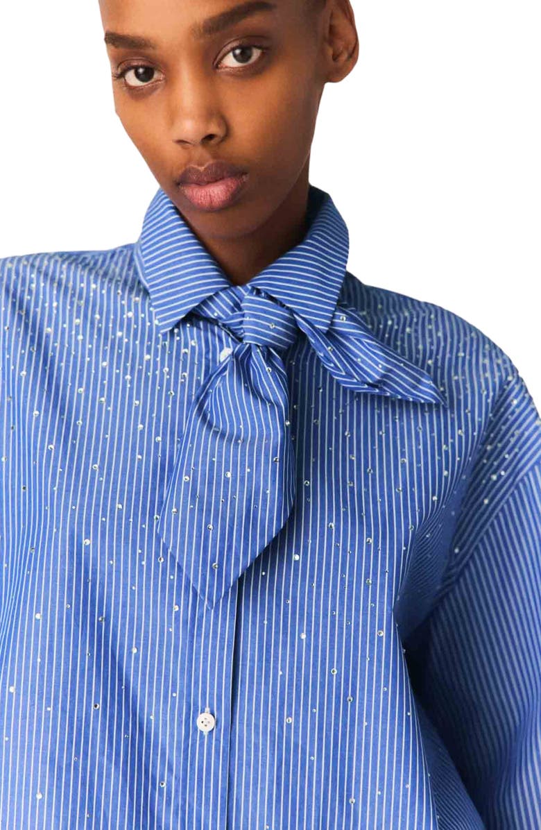 maje Shirt with removable handkerchief, Alternate, color, Blue