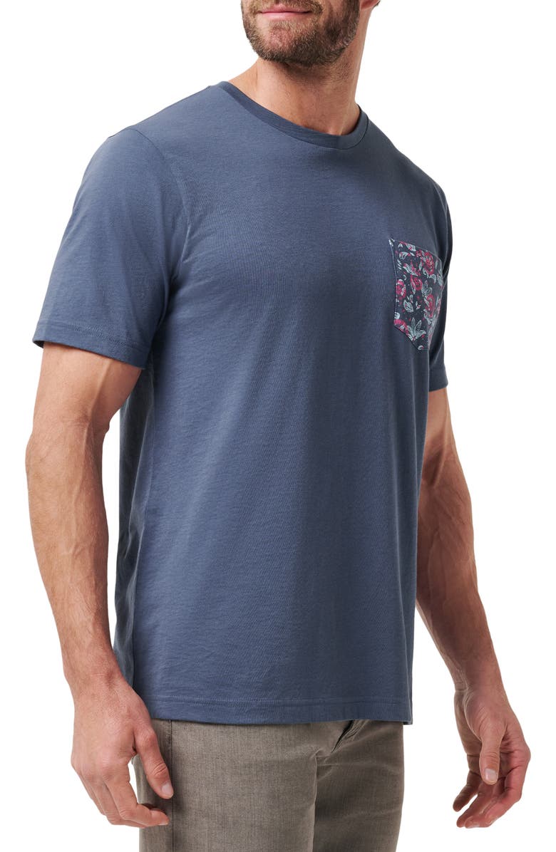 TravisMathew Flourish Floral Pocket T-Shirt, Alternate, color, Mood Indigo/ Vintage Indigo