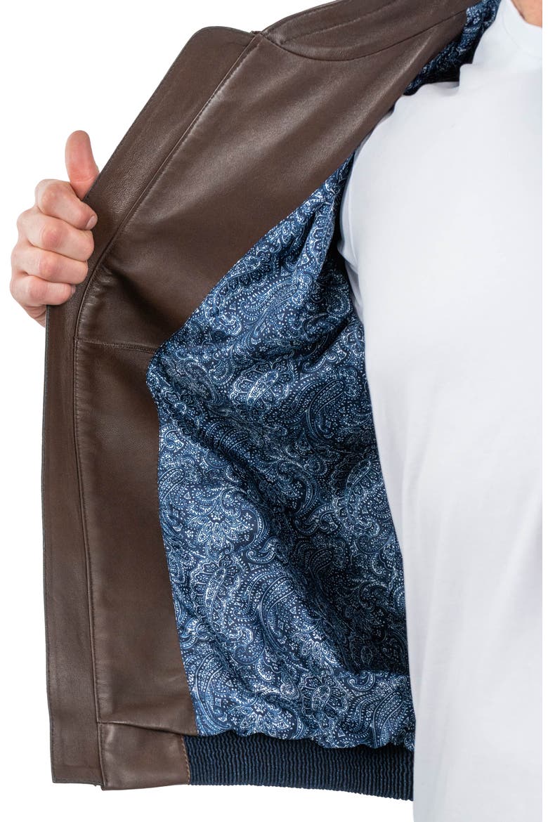 Mixed Media Leather Jacket, Alternate, color, BLUE