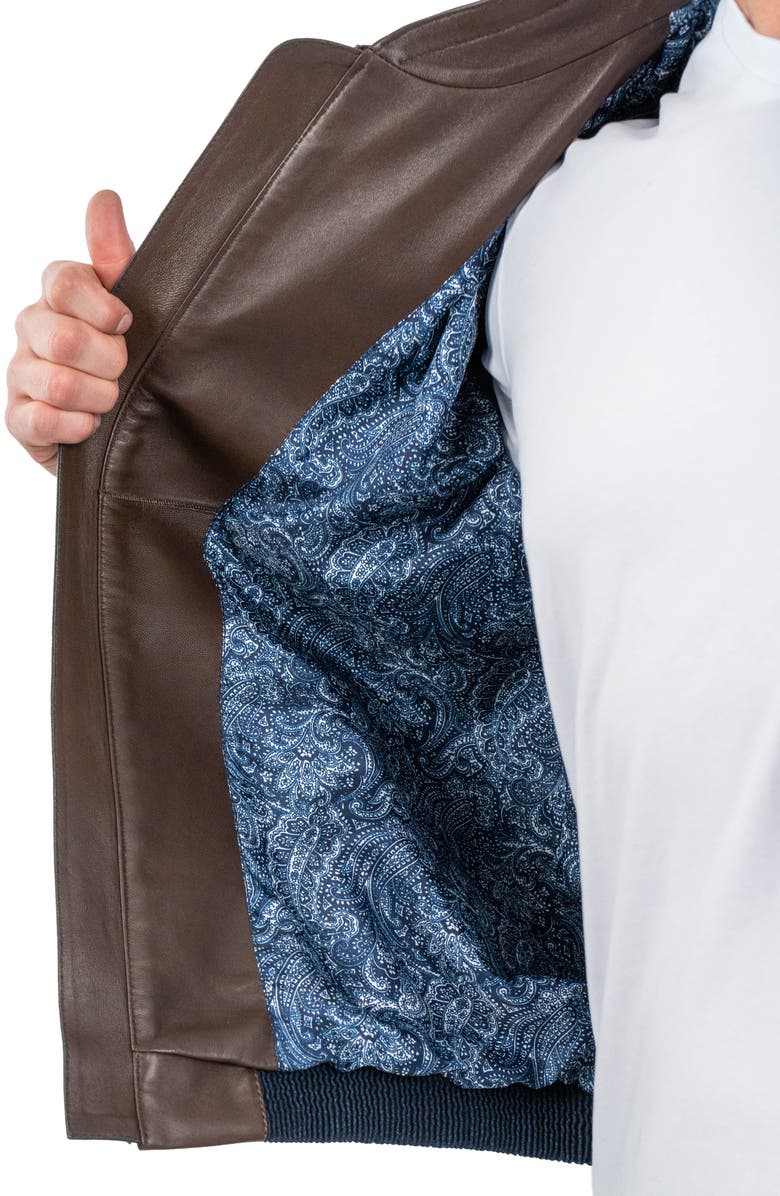 Maceoo Mixed Media Leather Jacket, Alternate, color, Blue