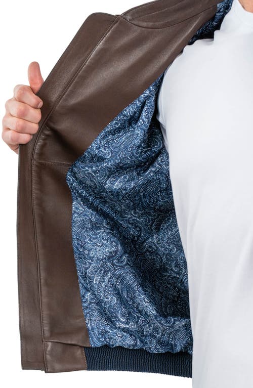 Maceoo Mixed Media Leather Jacket In Blue