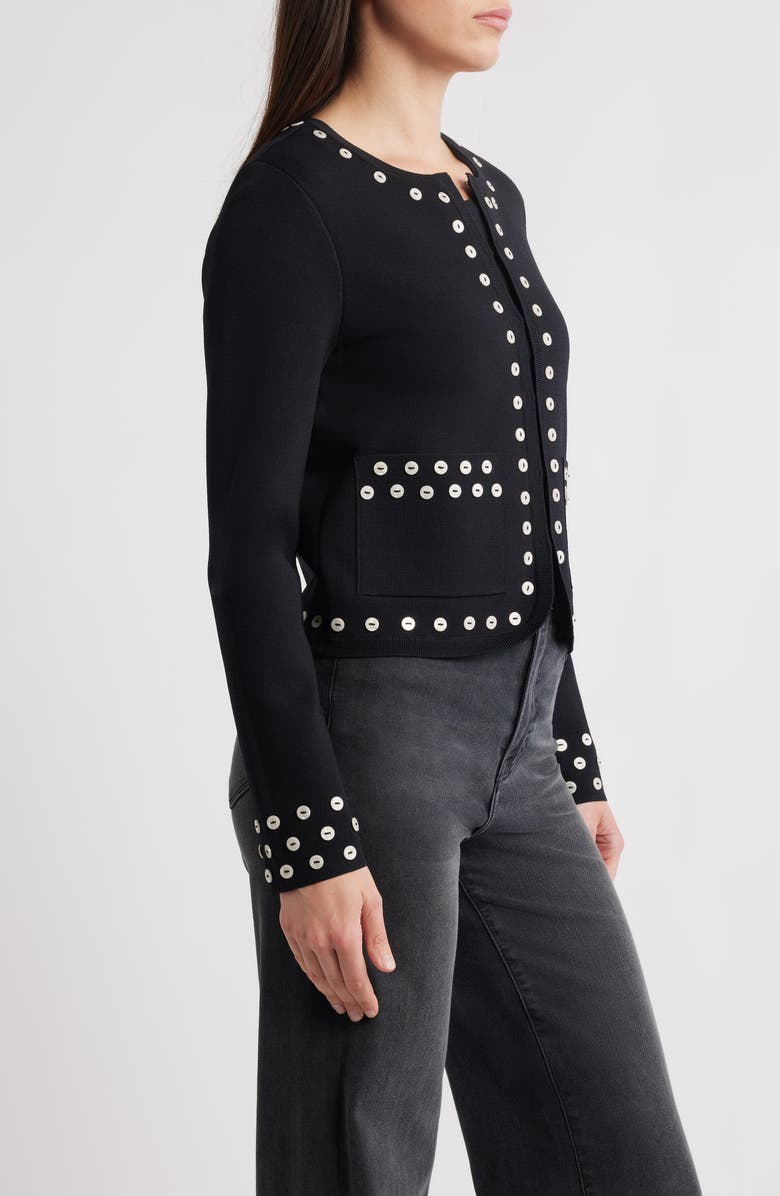 rag & bone Melo Shell Detail Boxy Cardigan, Alternate, color, Black