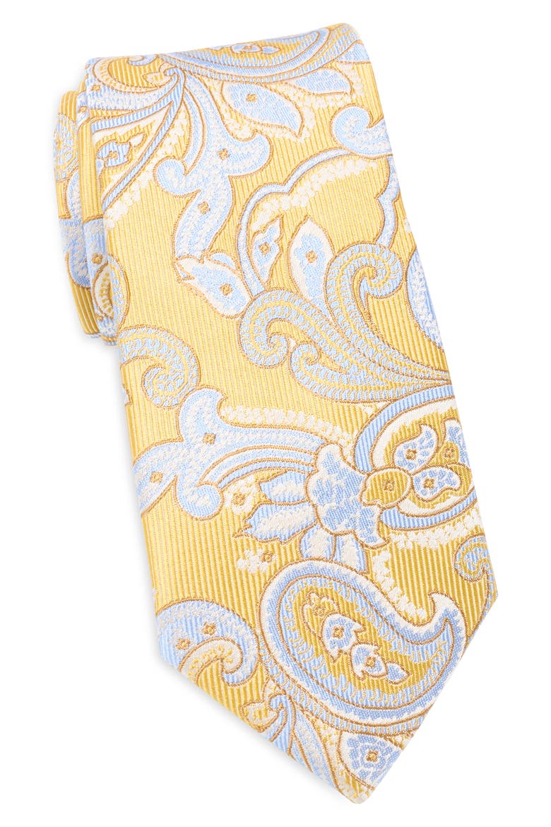 Paisley on Twill Ground Silk Tie, Main, color, YELLOW