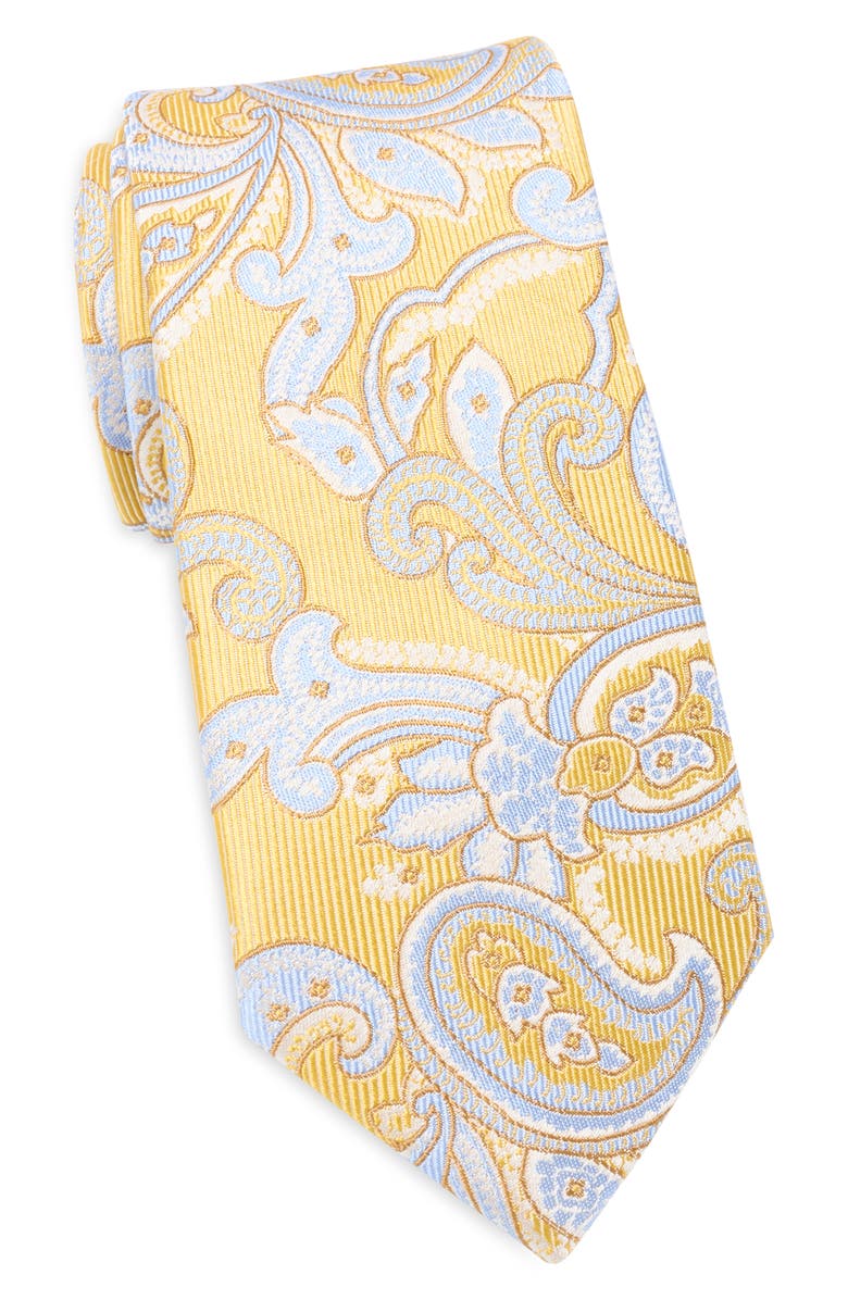 Bonobos Paisley on Twill Ground Silk Tie, Main, color, Yellow