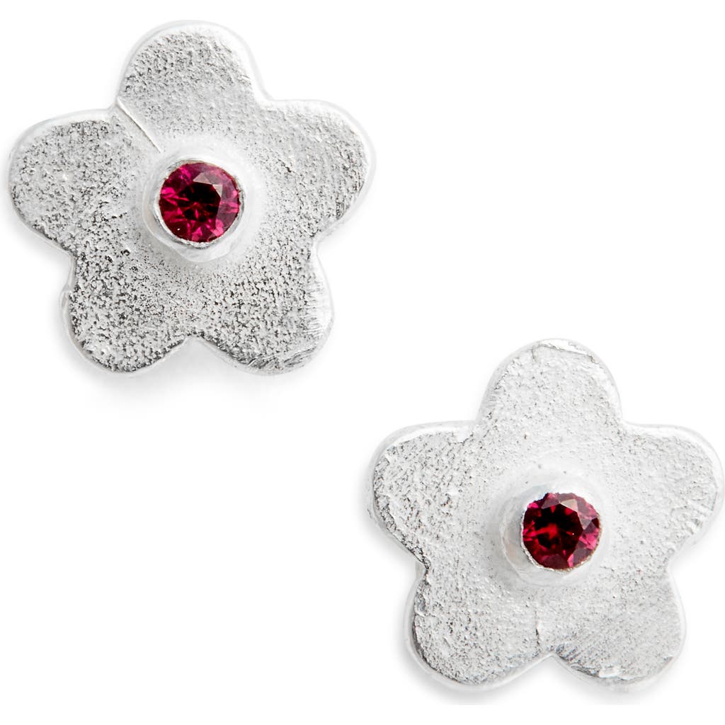 Shana Cave Small Flower Stud Earrings In Ruby