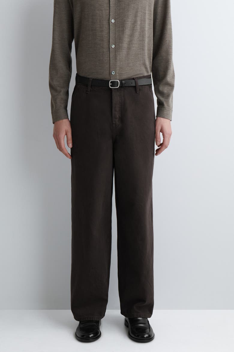 Oversized Wide-leg Denim Trousers, Alternate, color, DARK BROWN