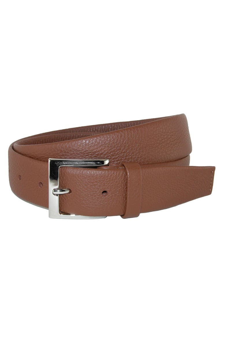 Men's Parma Buttercalf Grain Tubular Leather Dress Belt, Main, color, Tan