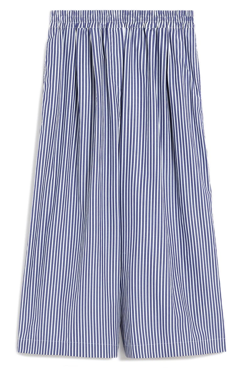 Ottone Stripe Cotton Wide Leg Crop Pants, Alternate, color, NAVY