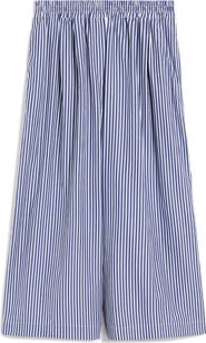 Weekend Max Mara Ottone Stripe Cotton Wide Leg Crop Pants