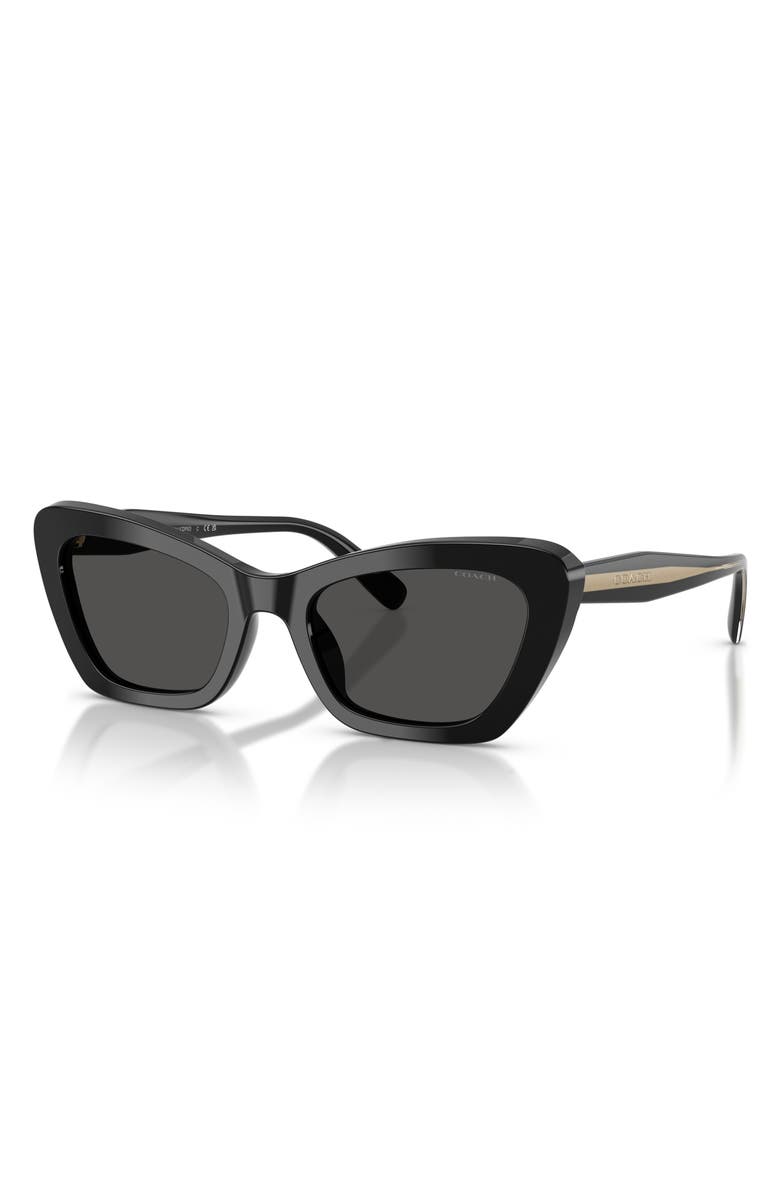 COACH 54mm Cat Eye Sunglasses, Alternate, color, Black / Grey Solid
