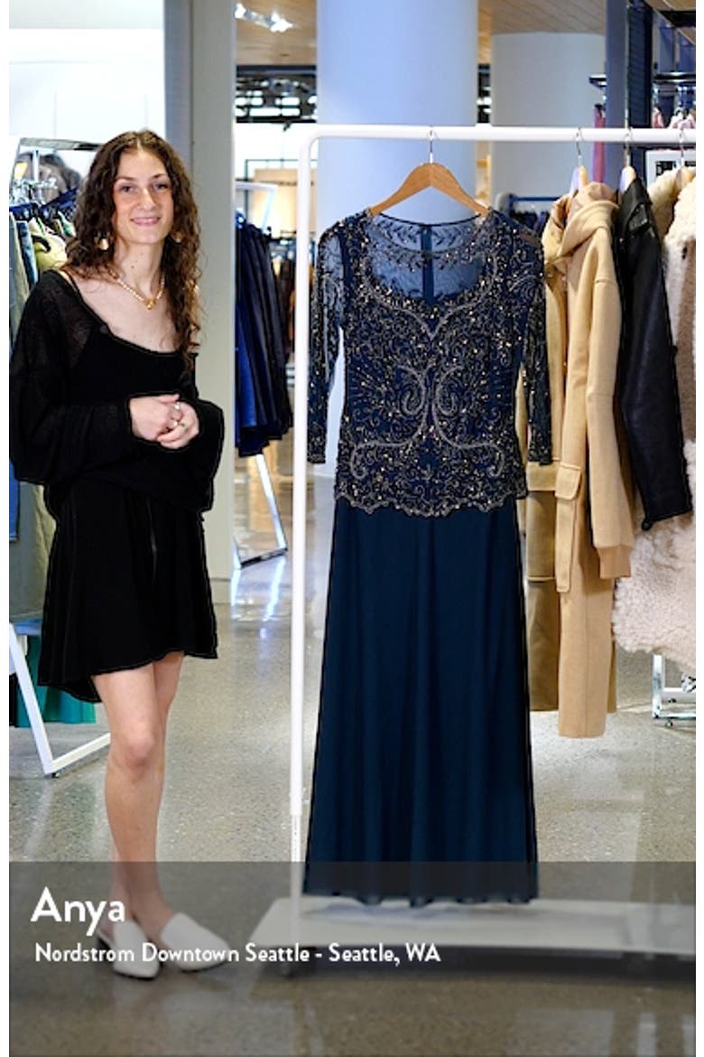 Pisaro Nights Beaded Mesh Mock Two-Piece Gown video