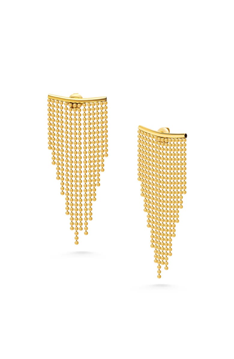 Nialaya Gold Tassel Fringe Earrings, Main, color, Gold