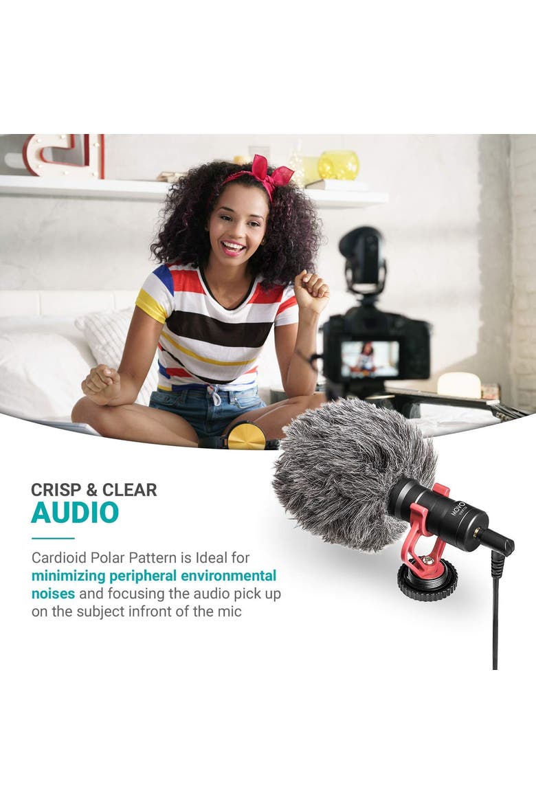 VXR10 Universal Video Microphone with Lightning Dongle Adapter - Includes Shock Mount, Deadcat Windscreen, Case, Alternate, color, Black