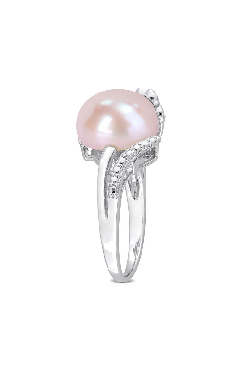 DELMAR Sterling Silver 12–12.5mm Pink Cultured Freshwater Pearl & Diamond Ring - 0.05ct., Alternate, color, Pink
