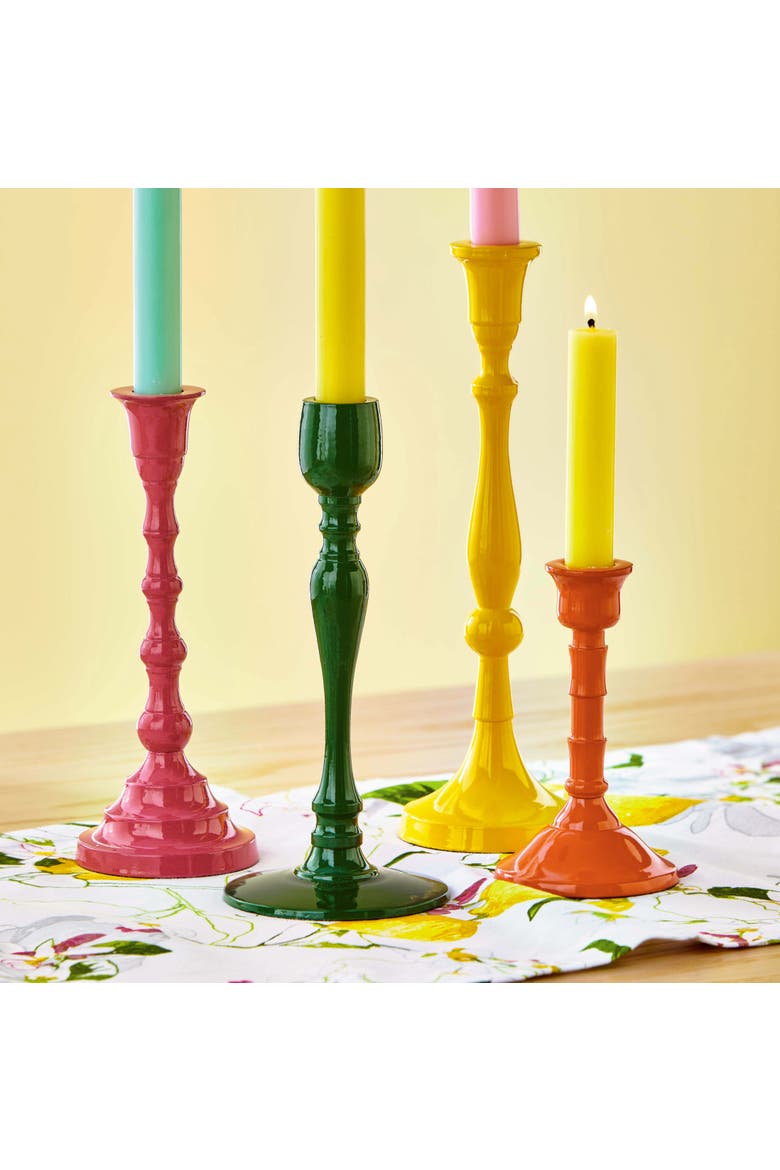 Zahra Large Yellow Taper Candle Holder Aluminum Everyday Decor, Alternate, color, Yellow
