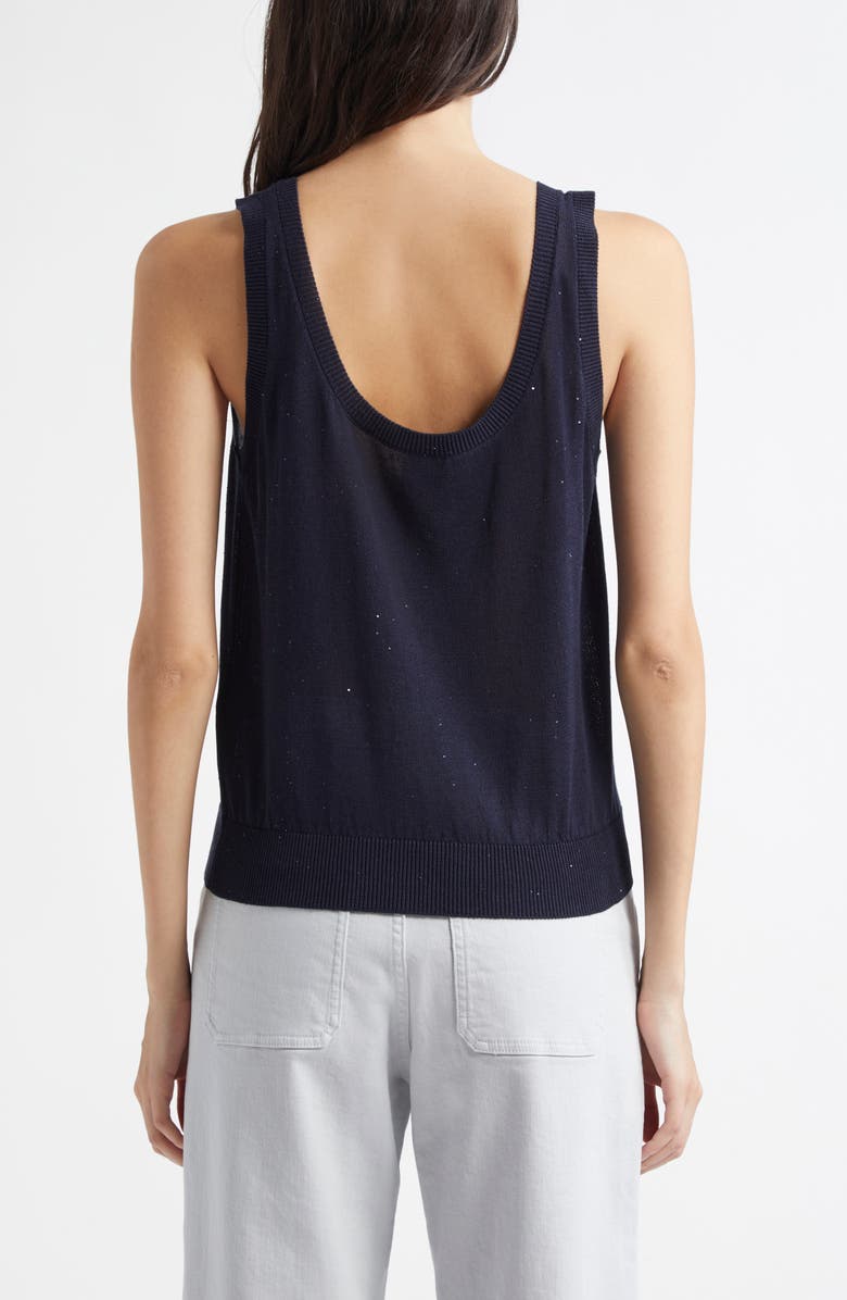 Eleventy Sequin Openwork Silk & Cotton Sweater Vest, Alternate, color, Blue