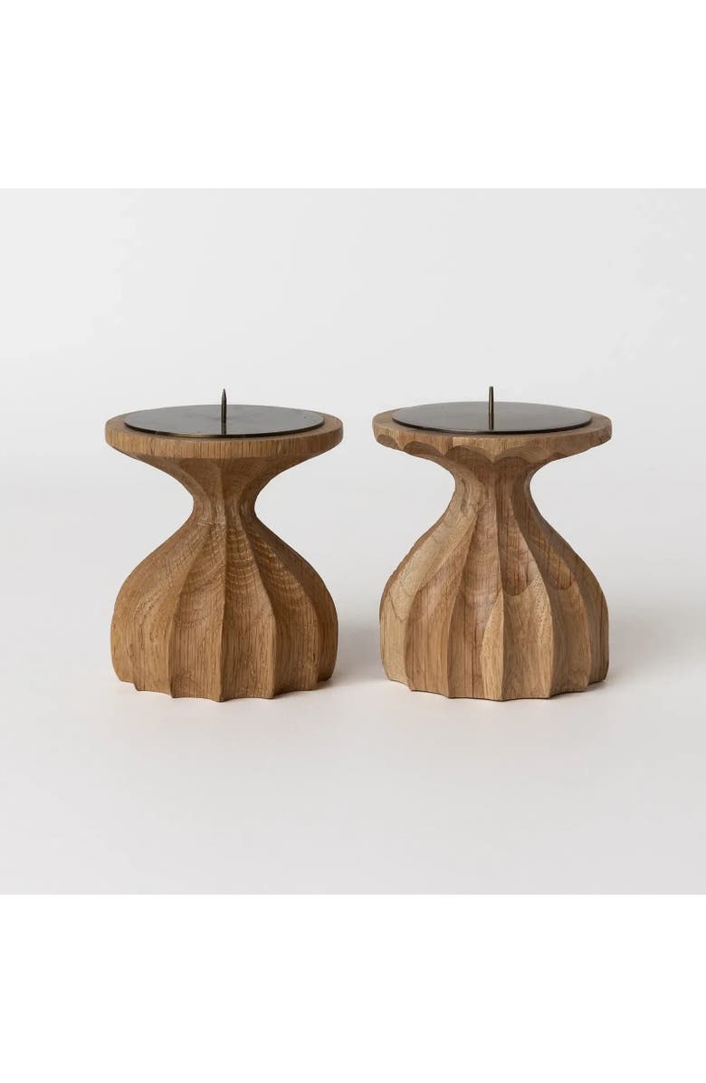 House of Revelry Natural Short Pillar Candle Holder, Alternate, color, Brown