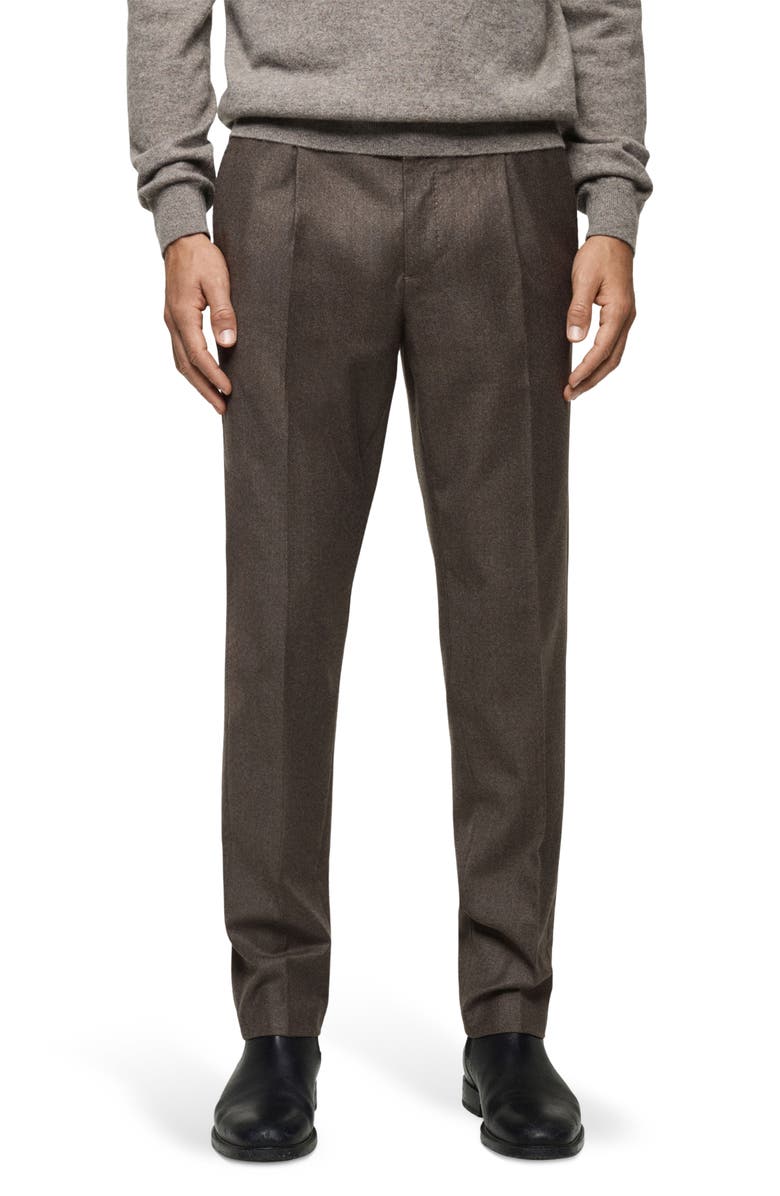 MANGO Italian Virgin Wool Flannel Suit Pants, Main, color, 