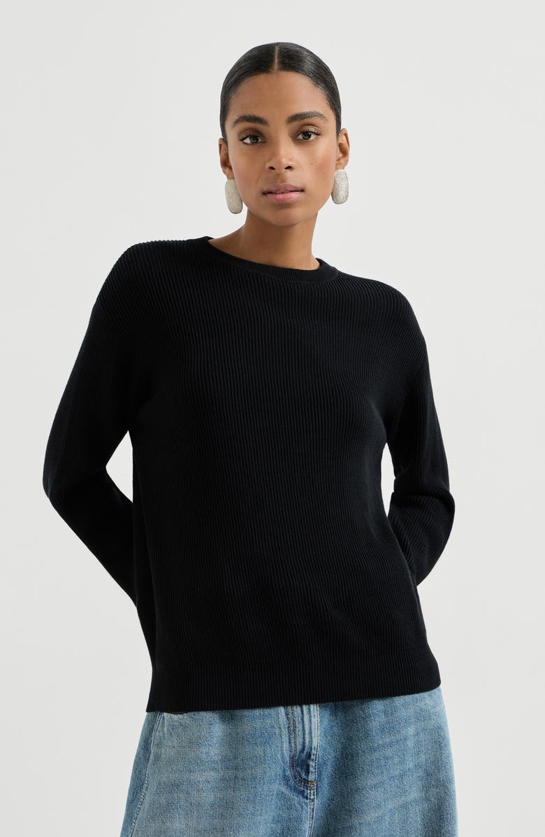 Brunello Cucinelli Cotton sweater, Alternate, color, Black