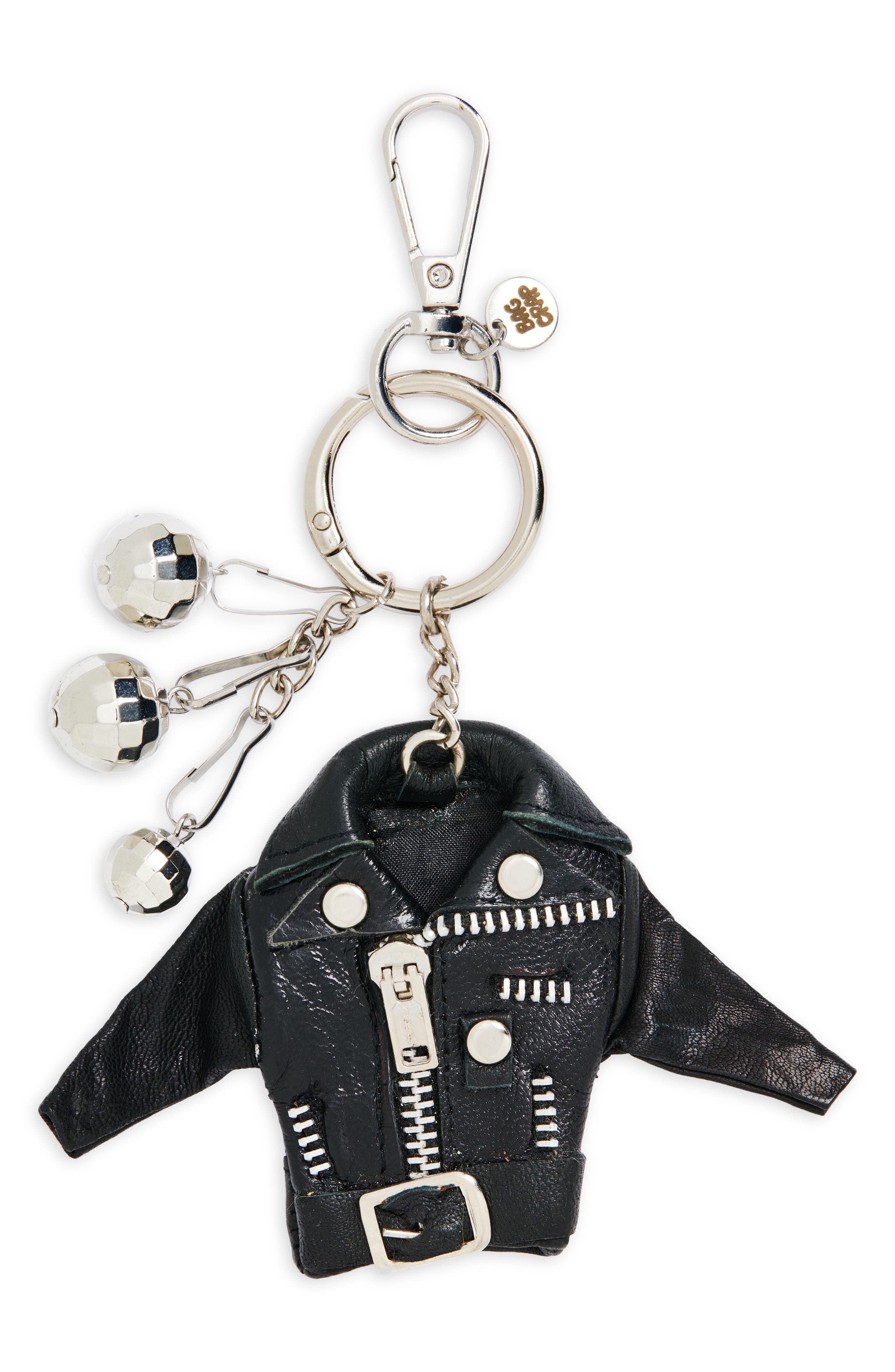 BAG CRAP Vintage '90s Leather Jacket Disco Bag Charm, Main, color, Black