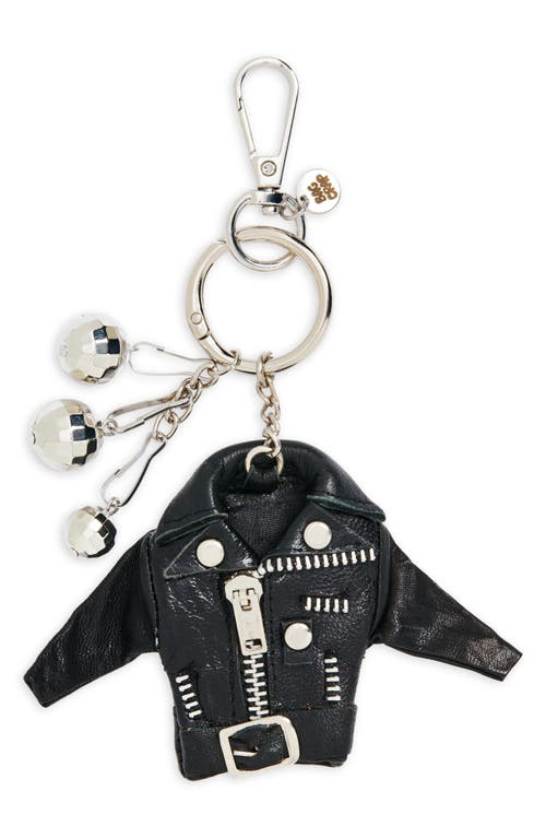 Bag Crap Vintage '90s Leather Jacket Disco Bag Charm In Black