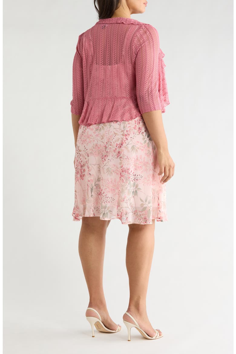 Floral Chiffon Dress & Lace Shrug Set, Alternate, color, SOFT CORAL