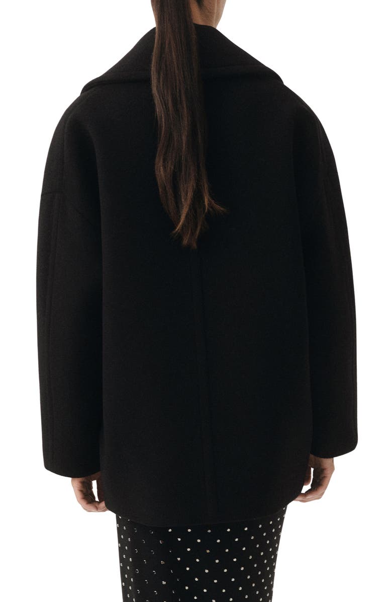 MANGO Selection Oversize Short Wool Blend Coat, Alternate, color, Black