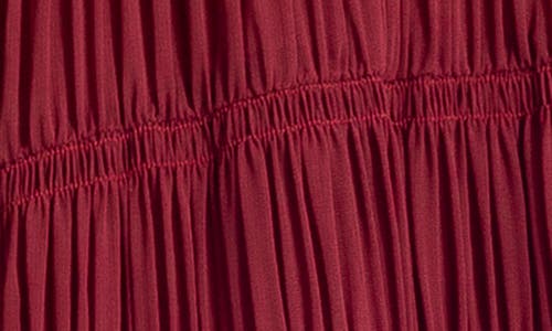 Max Studio Ruffle Shirred Georgette Midi Dress In Burgundy