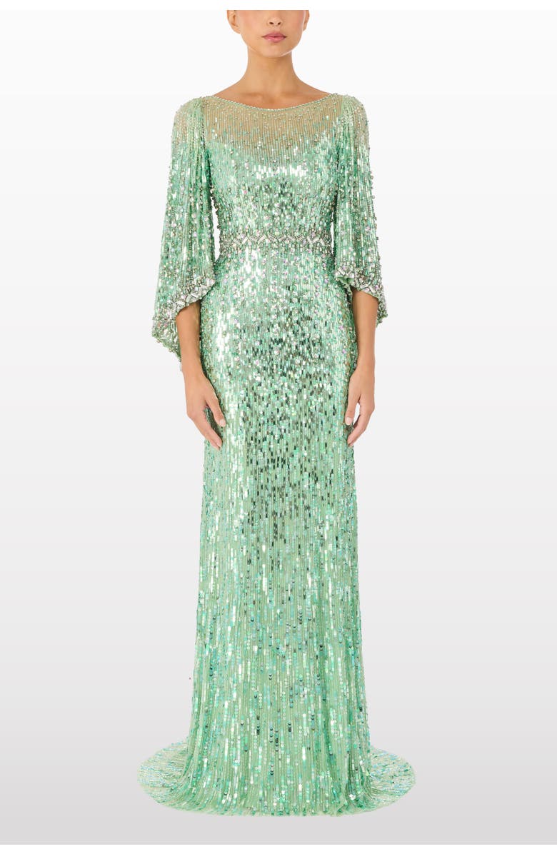 Jenny Packham Ines Sequin-Embellished Dress, Alternate, color, Eucalyptus