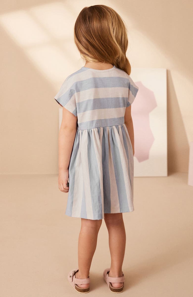 NEXT Kids' Stripe 3D Flower Cotton Dress, Alternate, color, 