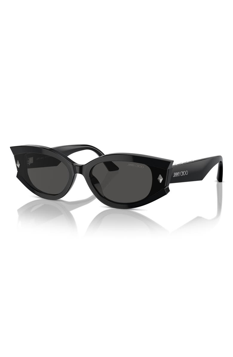 Jimmy Choo 61mm Oval Sunglasses, Alternate, color, Black / Dark Grey
