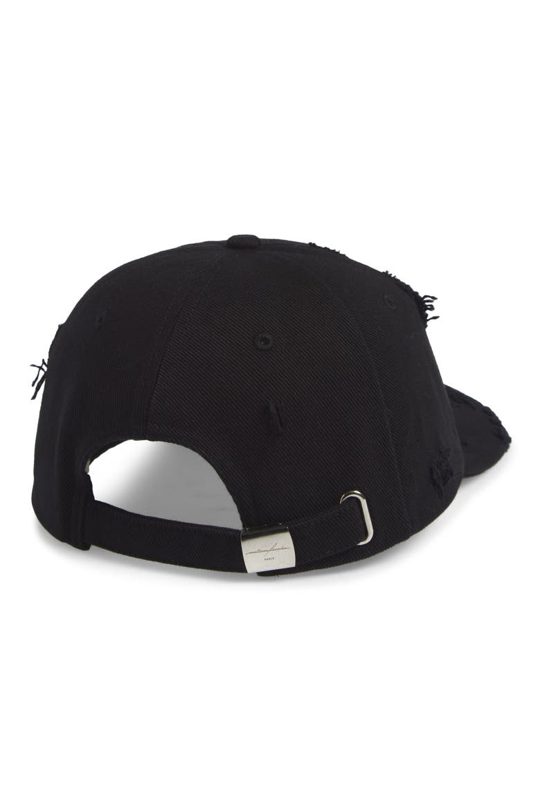 Gender Inclusive Cult Distressed Cotton Twill Baseball Cap, Alternate, color, BLACK