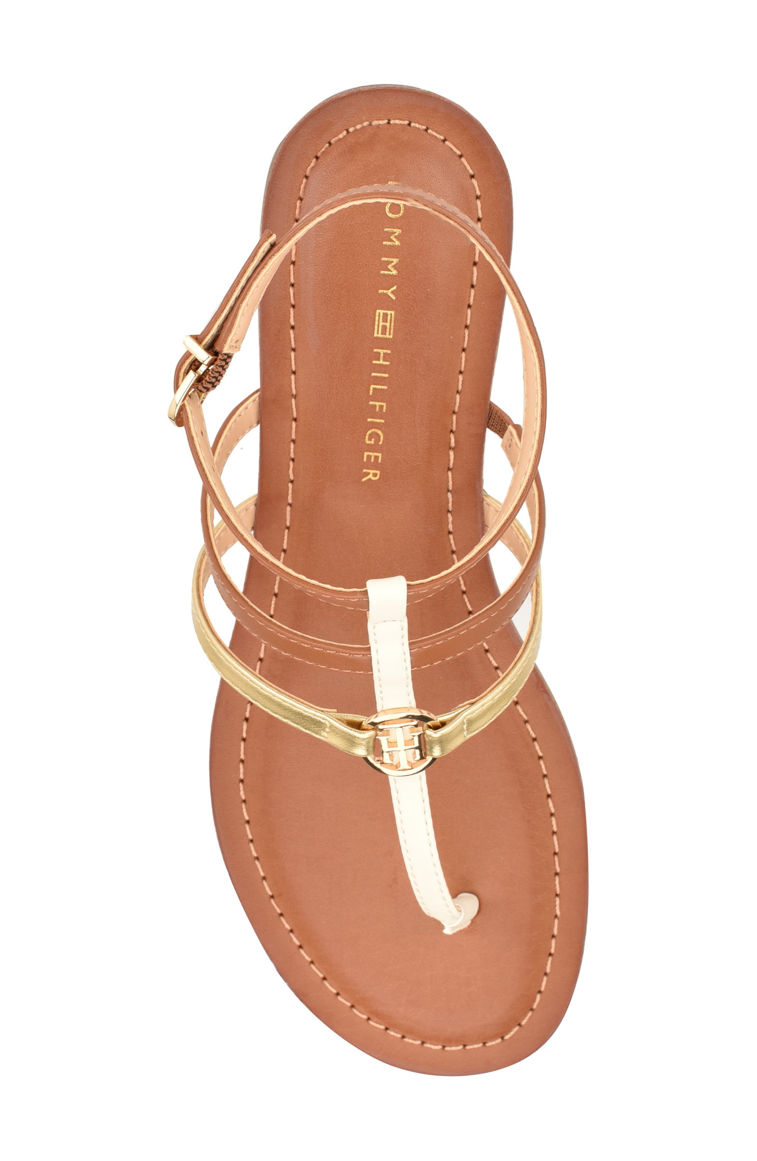Lincoe T-Strap Sandal, Alternate, color, BRITISH TAN/CHIC CREAM/GOLD