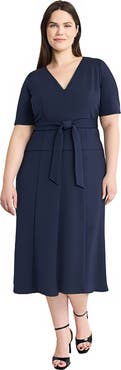 Maggy London Tie Waist Midi Dress