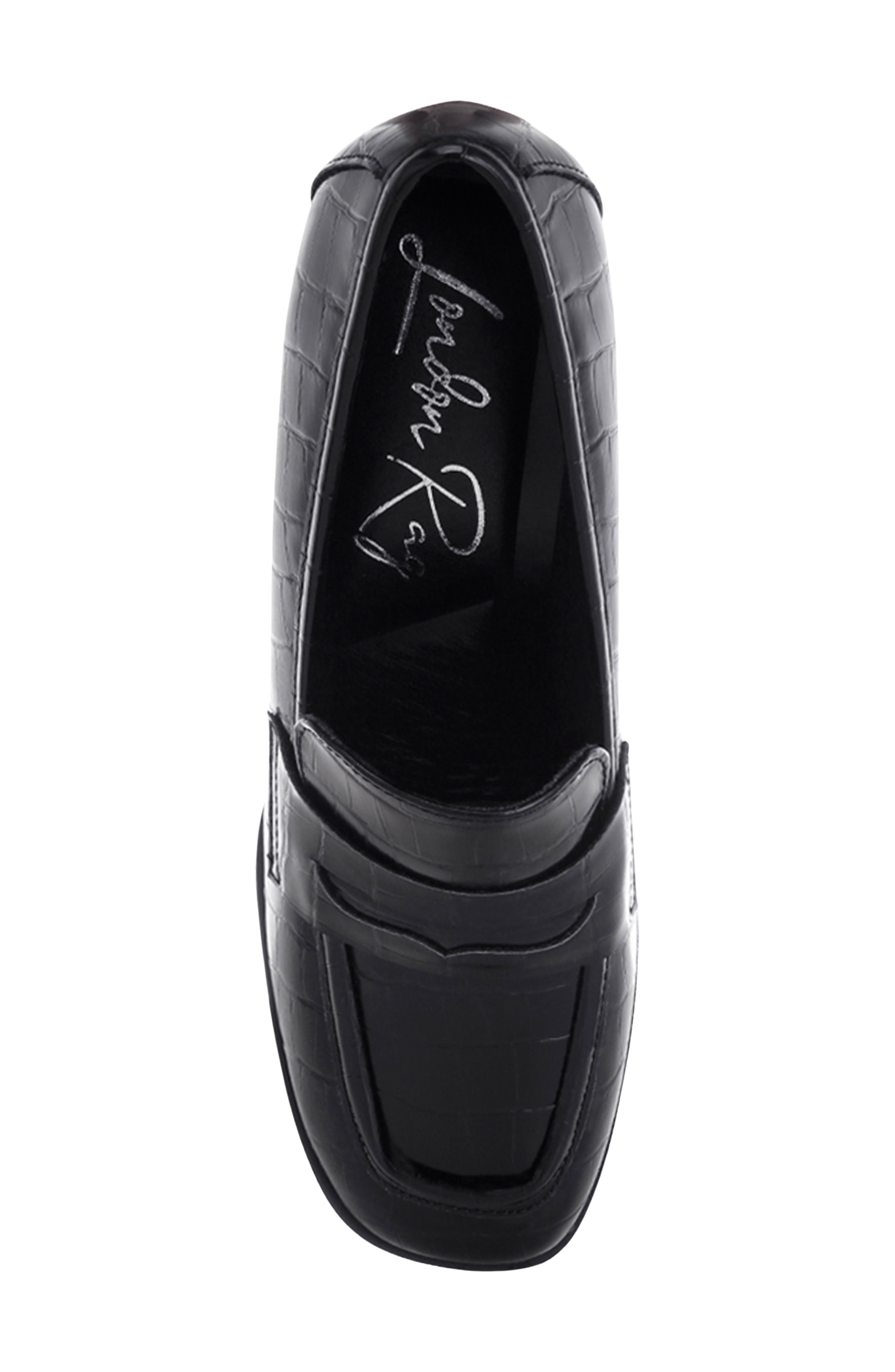LONDON RAG Pitaka Penny Strap Croc Embossed Flared Block Heel Loafer, Alternate, color, 