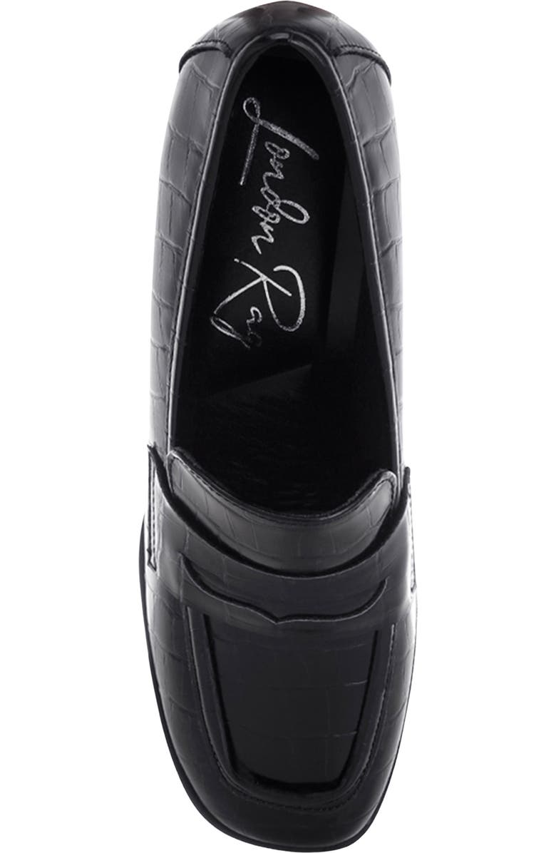 LONDON RAG Pitaka Penny Strap Croc Embossed Flared Block Heel Loafer, Alternate, color,