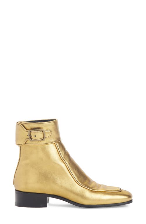 Saint Laurent Miles Buckle Cuff Boot In Gold