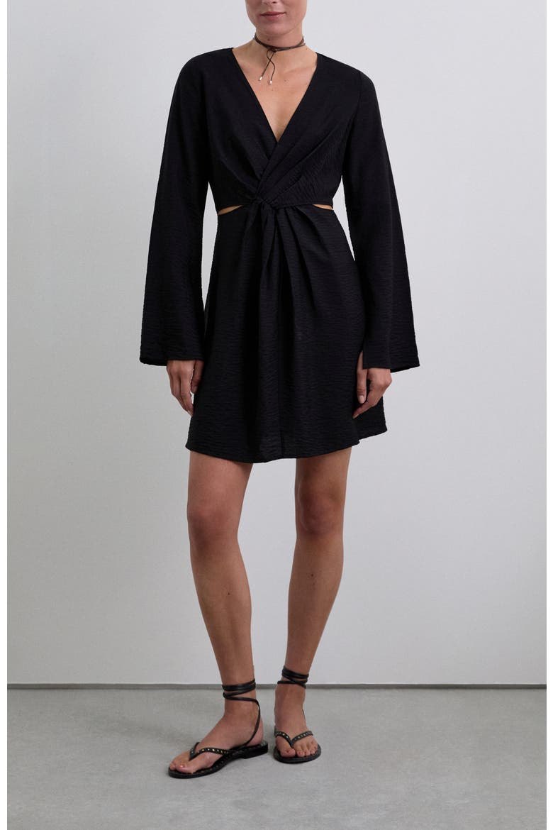 Ray Knot Short Dress, Alternate, color, Black