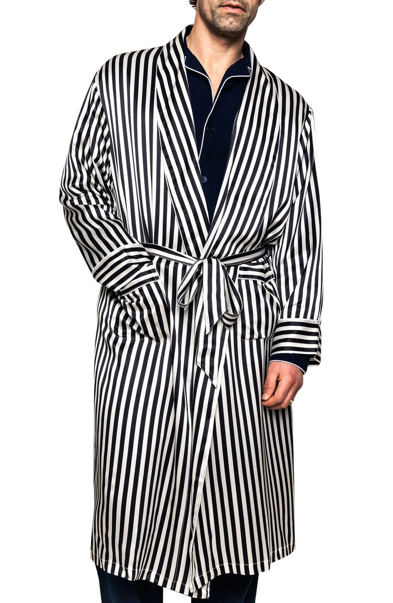 Petite Plume Bengal Stripe Silk Robe, Main, color, 