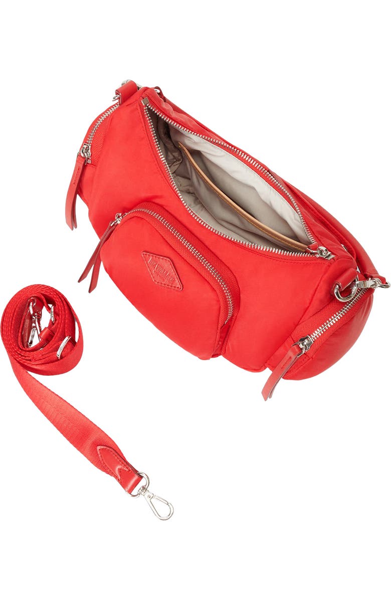 MZ Wallace Small Chelsea Denim Shoulder Bag, Alternate, color, Bright Cherry