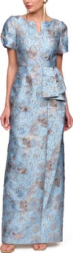 JS Collections Daria Floral Puff Sleeve Column Gown