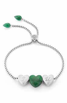 LuvMyJewelry Sterling Silver Aventurine Heart Slider Bracelet