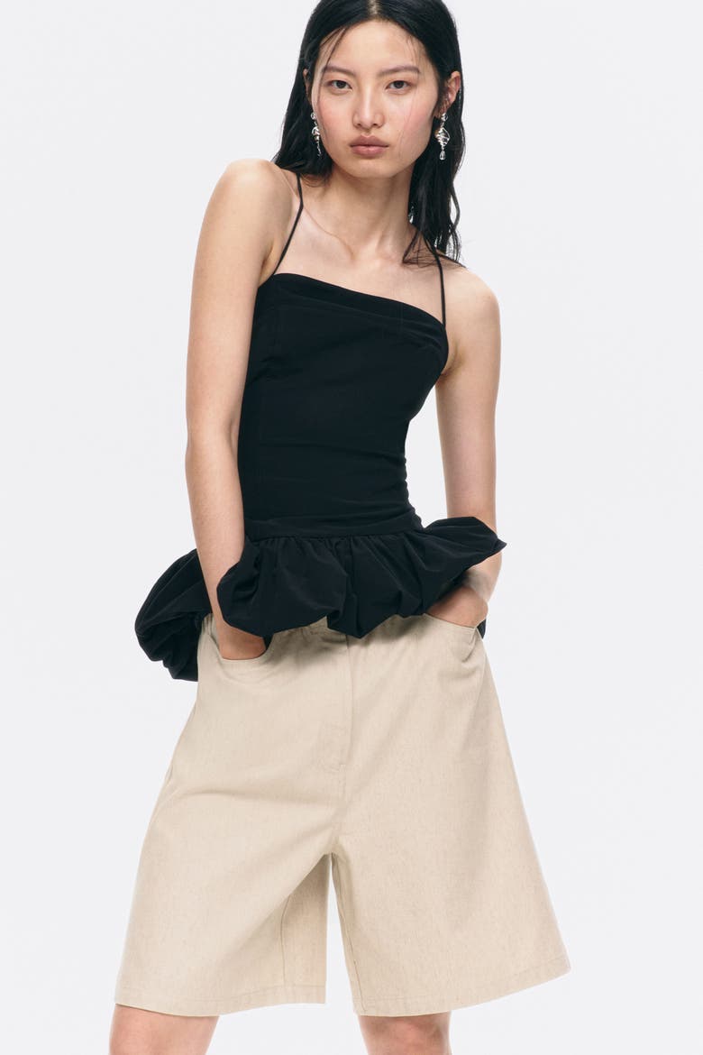 Linen-blend Bermuda Shorts, Alternate, color, Light beige