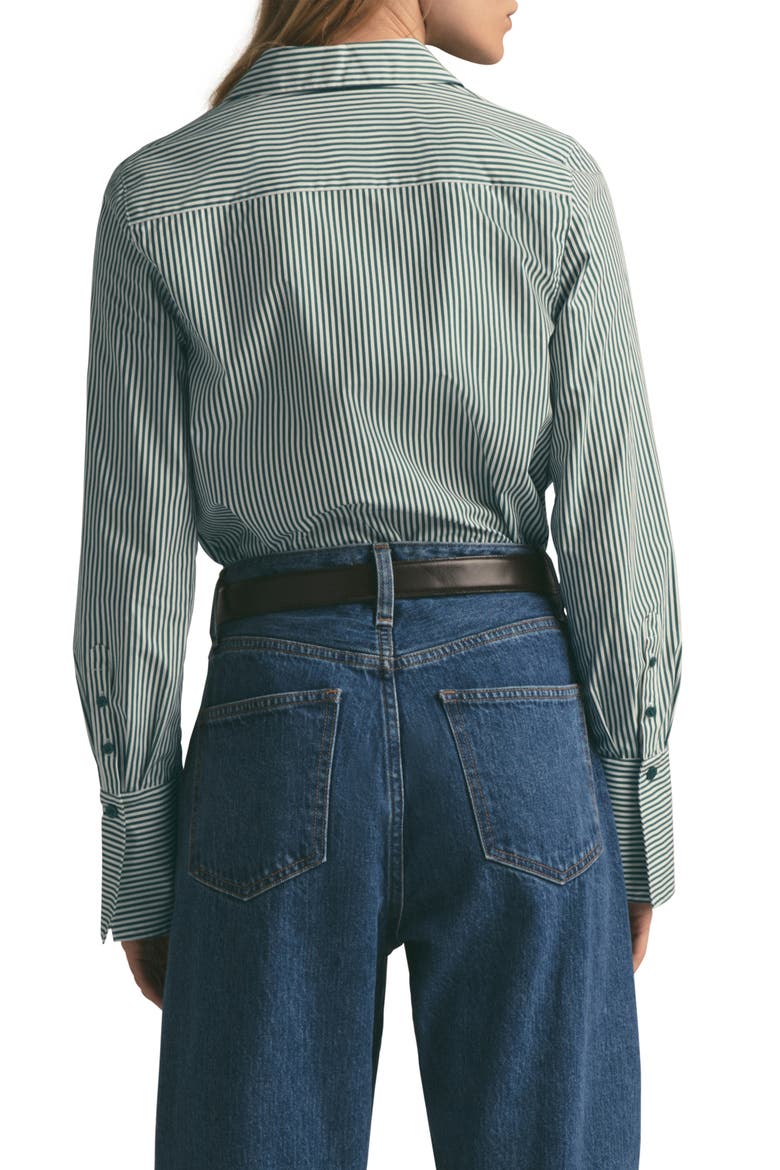 The Classic Stripe Cotton Poplin Button-Up Shirt, Alternate, color, GREEN STRIPE