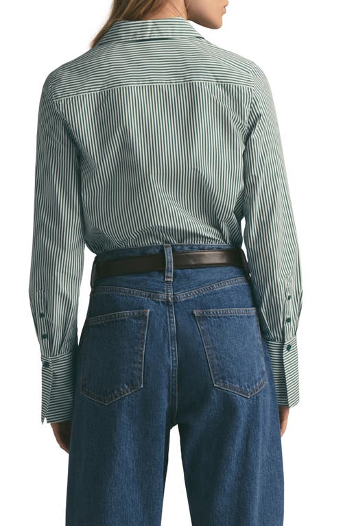 Favorite Daughter The Classic Stripe Cotton Poplin Button-up Shirt In Green Stripe